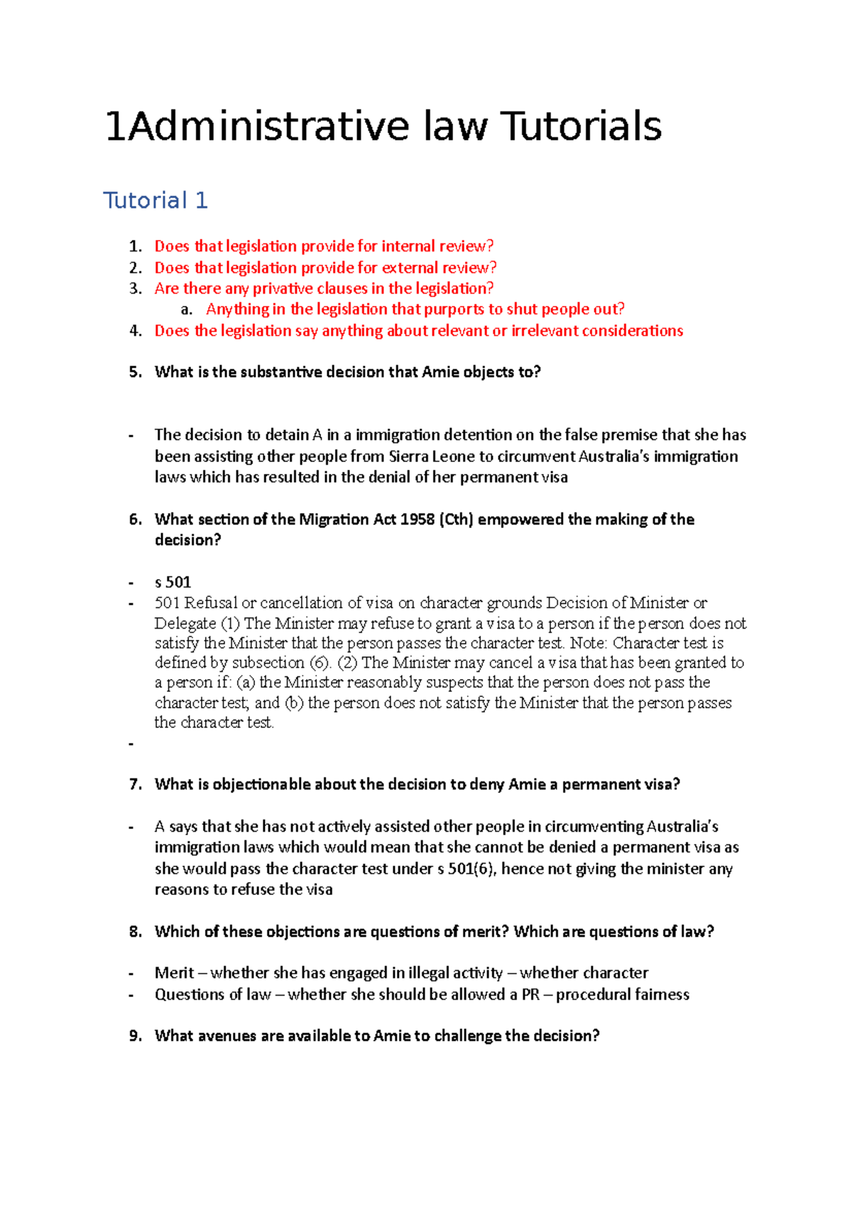 Administrative Law Tutorials - 1Administrative Law Tutorials Tutorial 1 ...