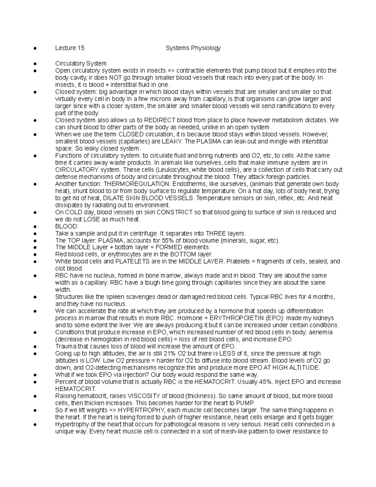 Sys Phys Lec 15 - Lecture Notes 1 - Lecture 15 Systems Physiology ...