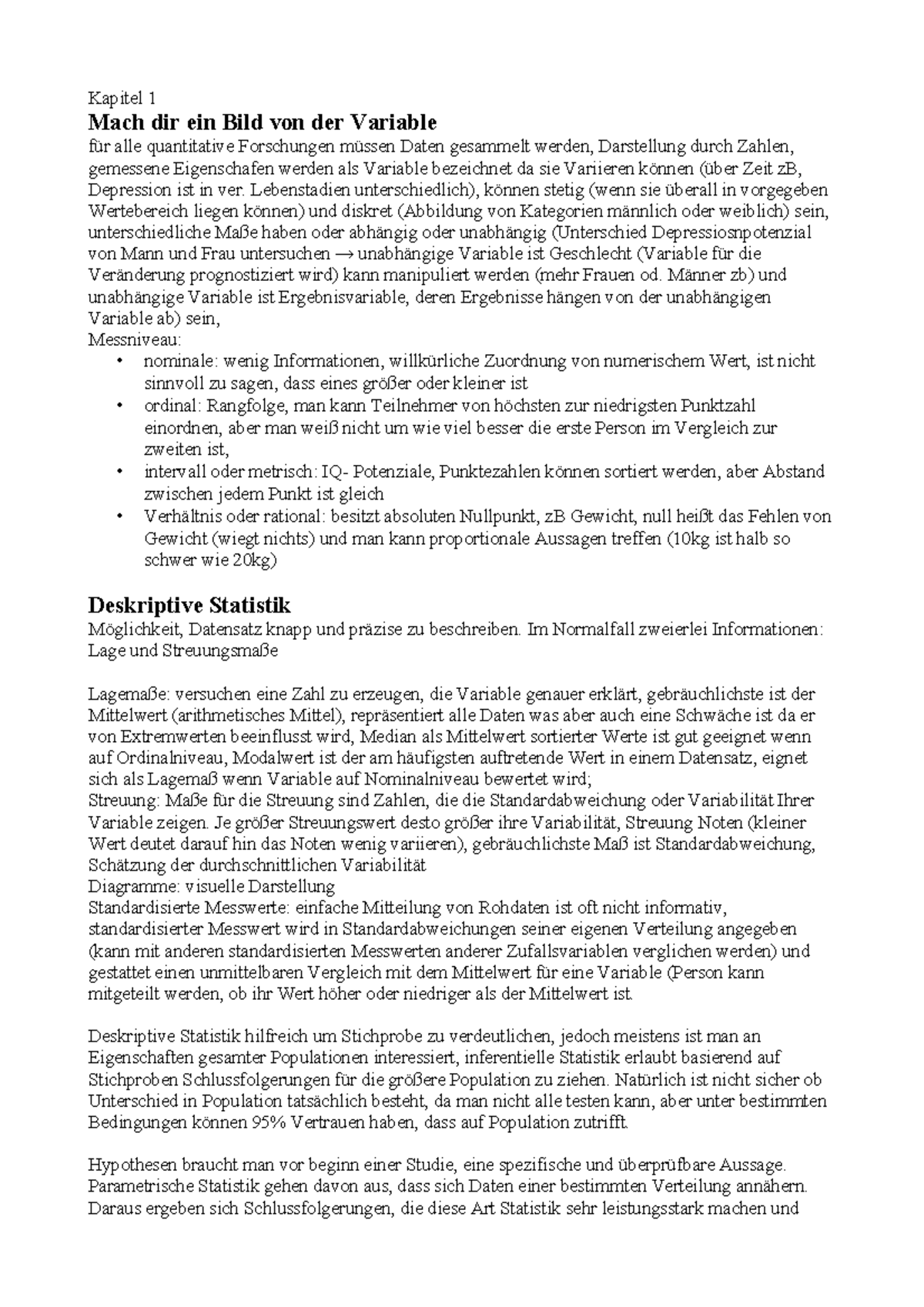 Psychologie Statistik Für Dummies Zusammenfassung Statistik für Psychologie für Dummies - Kapitel 1 Mach