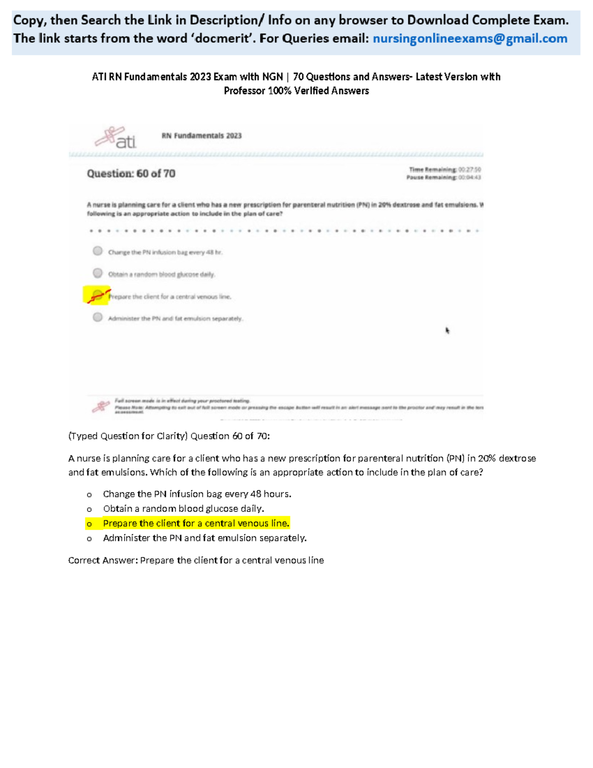 ATI RN Fundamentals Proctored Exam 2023-2024 with NGN - 70 Screenshot ...