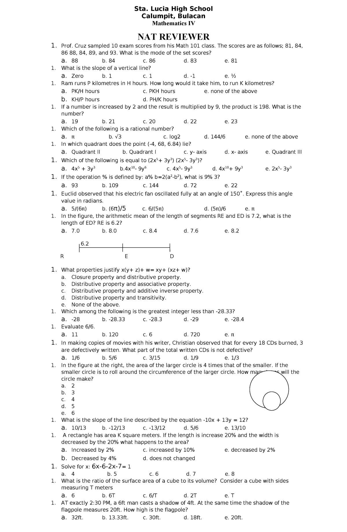 82762823 Nat Reviewer In Math A lsfkjaogapoi Sta Lucia High School 