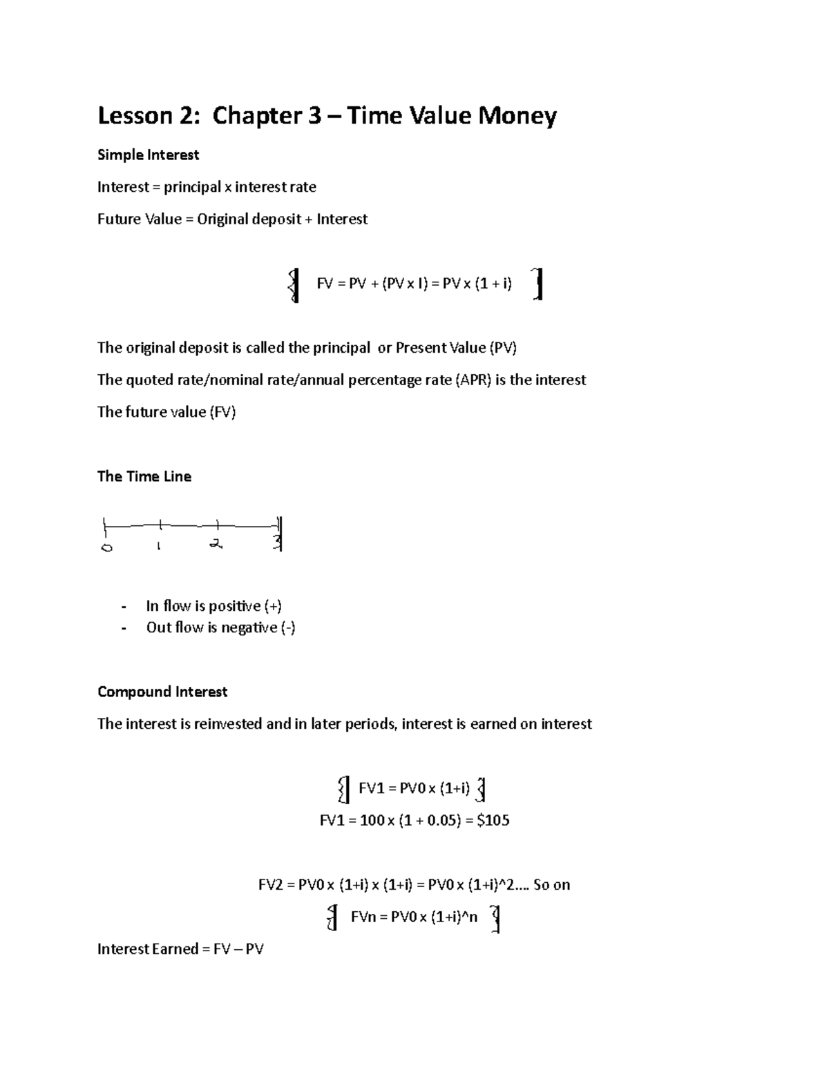 Lesson 2 Ch 3 Textbook notes Lesson 2 Chapter 3 Time Value