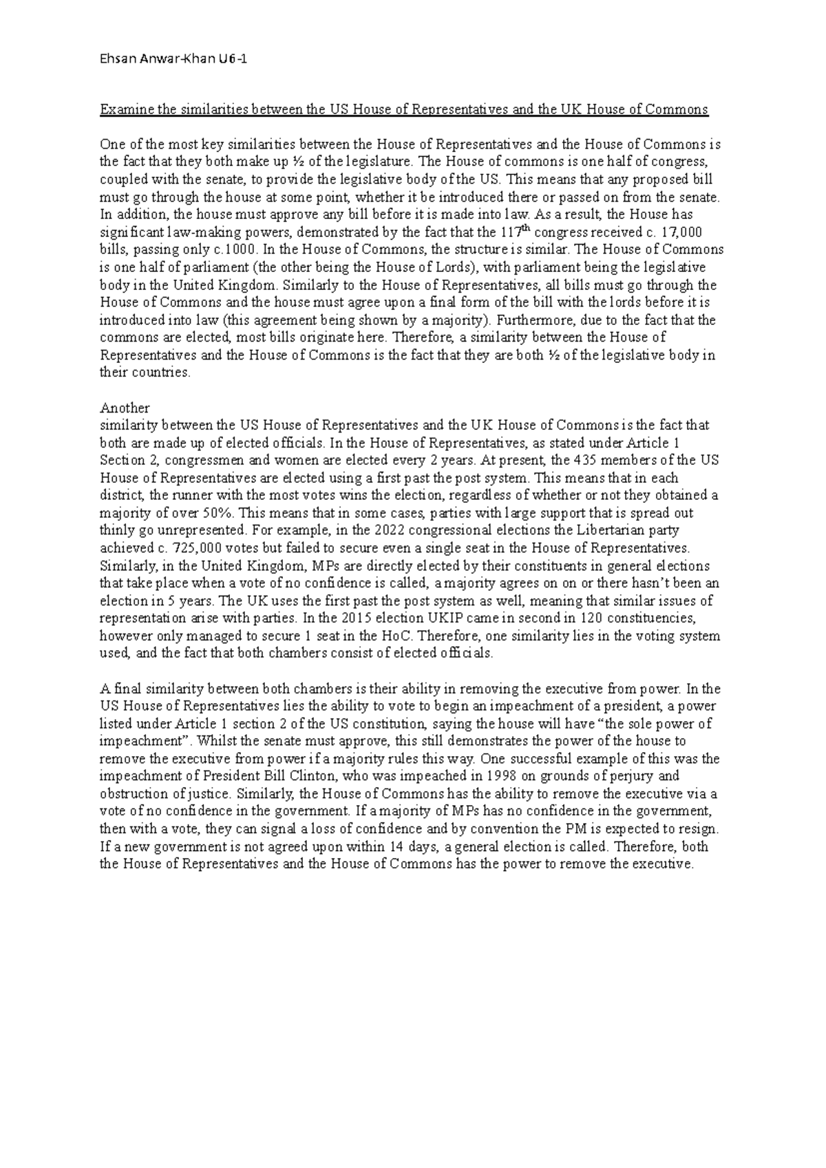 Ho C vs HoR Similarity 12 marker Ehsan AnwarKhan U6 1 Examine the