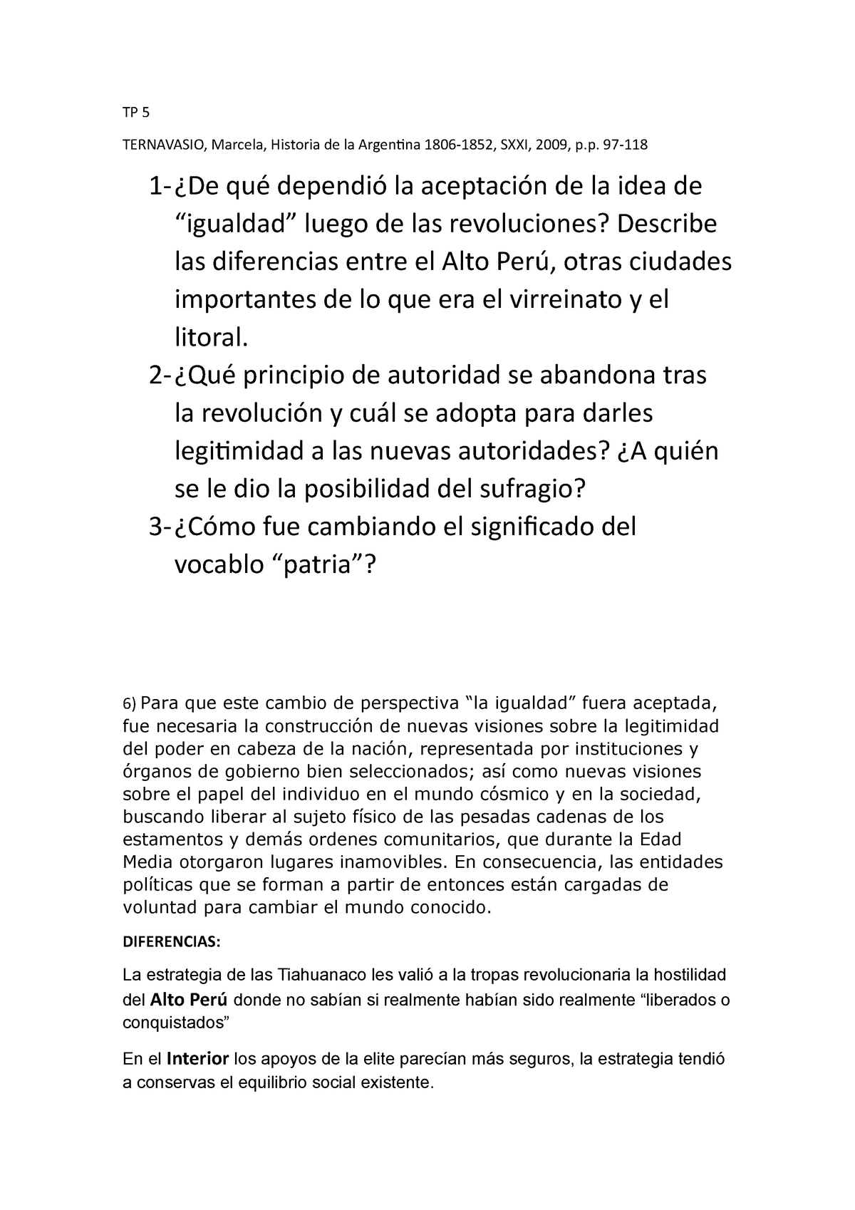 TP 5- Ternavasio HISTORIA ARGENTINA FACULTA DE HUANIDADES ...