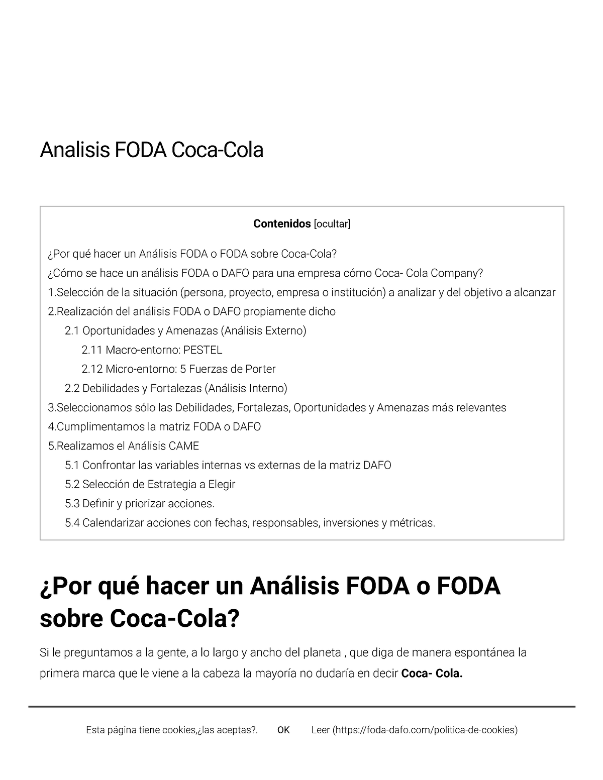 Análisis FODA Coca-Cola Company - Contenidos [ocultar] ¿Por Qué Hacer ...