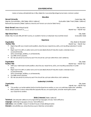 Harvard resume cover letter guide - Thumb 300 388 