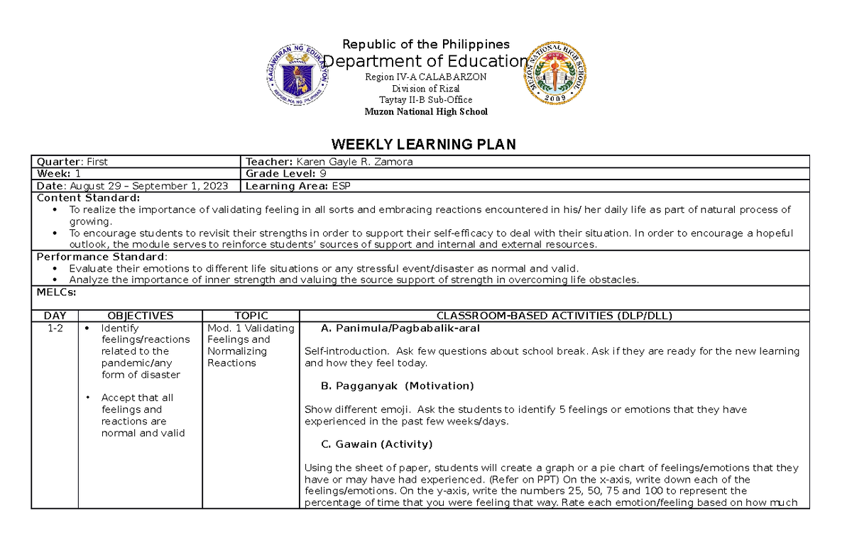 WLP WEEK 1 SEES Psychological First AID - Republic of the Philippines ...