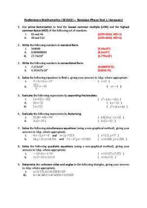 Tutorial 2 (with answers) - Preliminary Mathematics Week 2 (Autumn ...