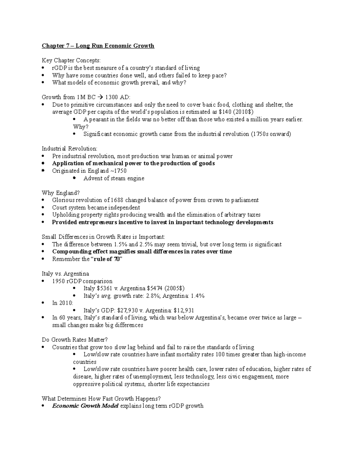 Chapter 7 – Long Run Economic Growth - Chapter 7 – Long Run Economic ...