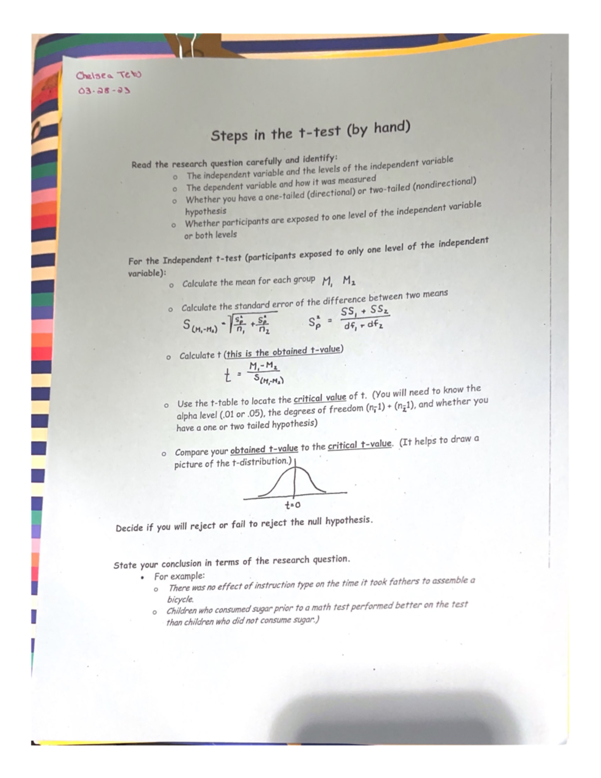 t-test by hand instructions - PSY 2100 - Studocu