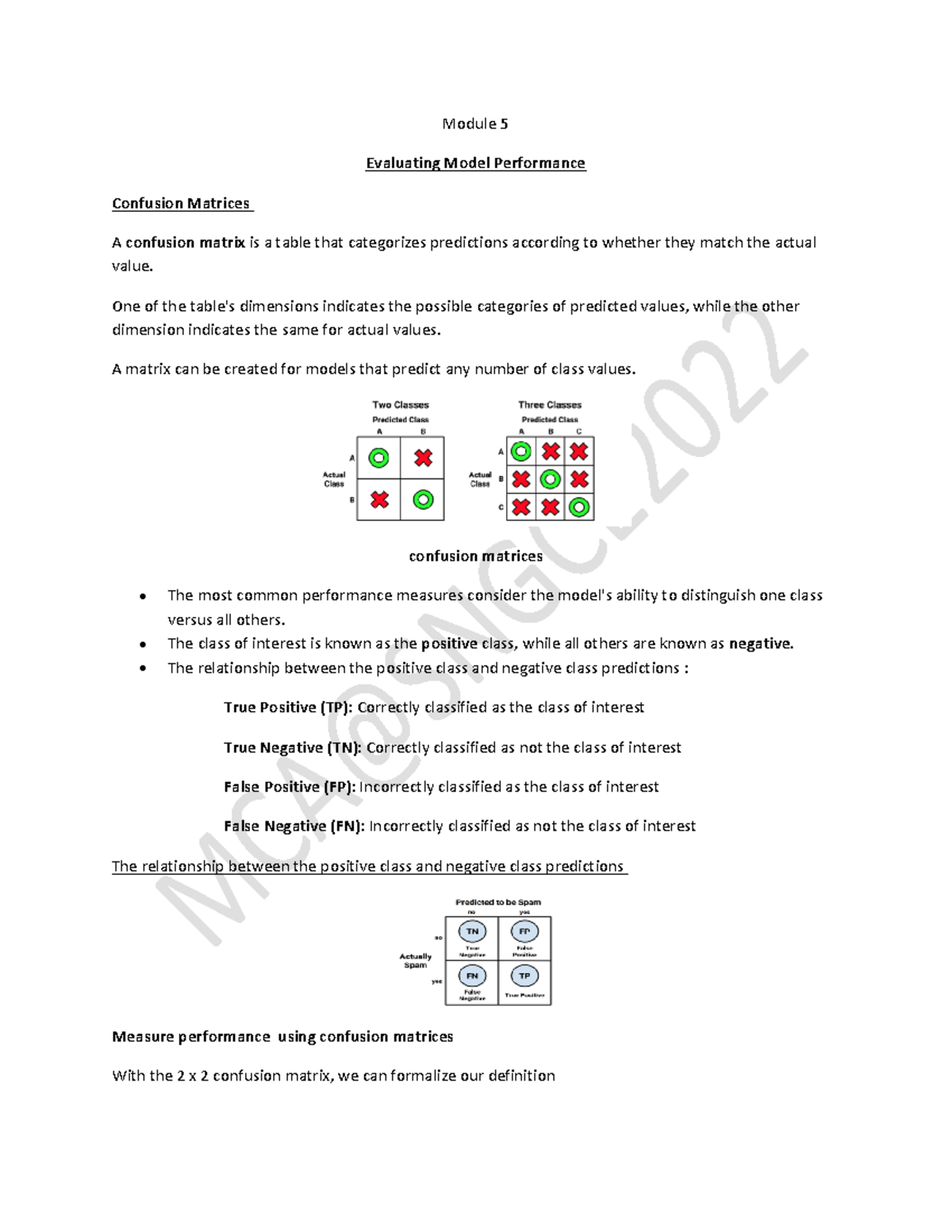 Confusion Matrix - Lecture Notes 2 - Module 5 Evaluating Model ...