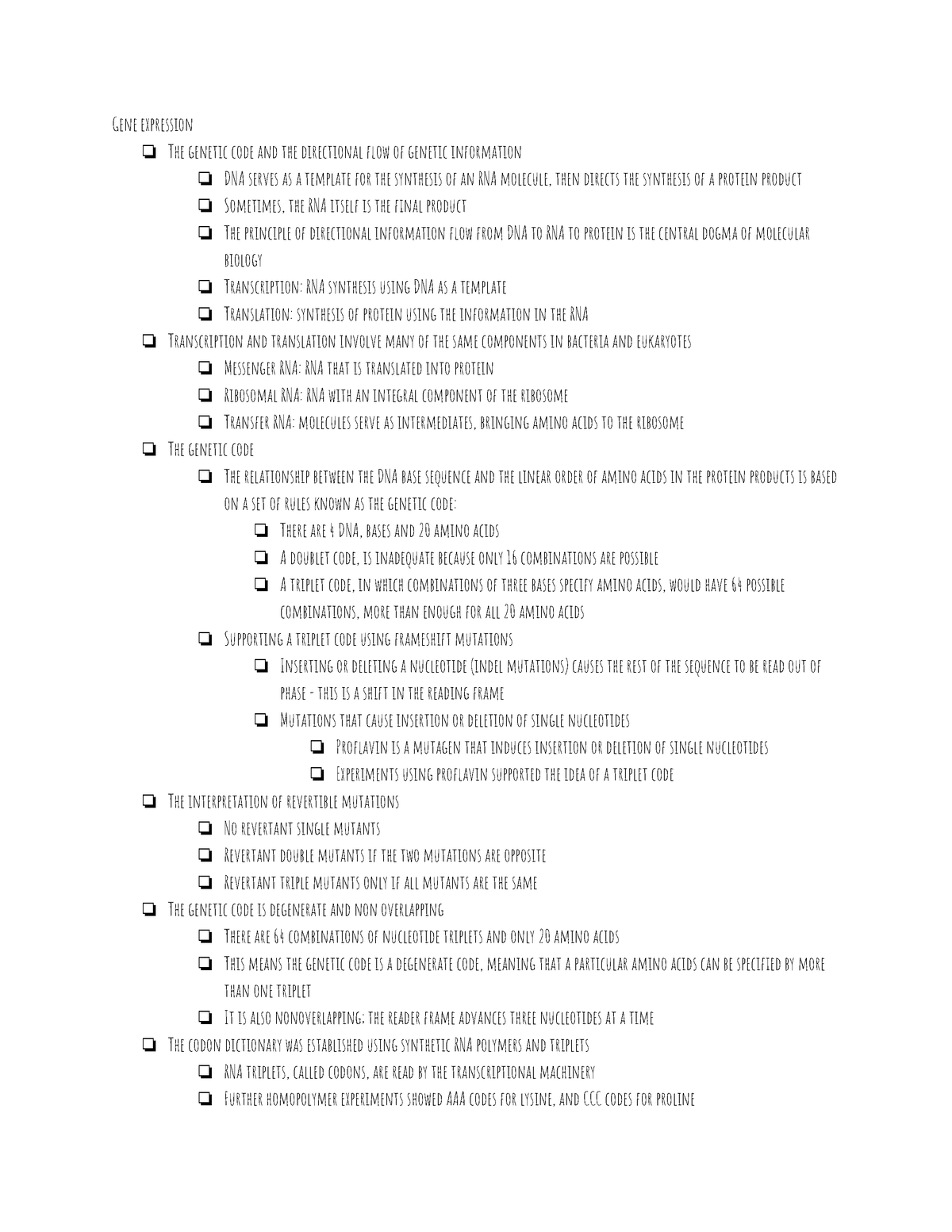 Cell Structure and Function Exam 4 - Gene expression The genetic code ...