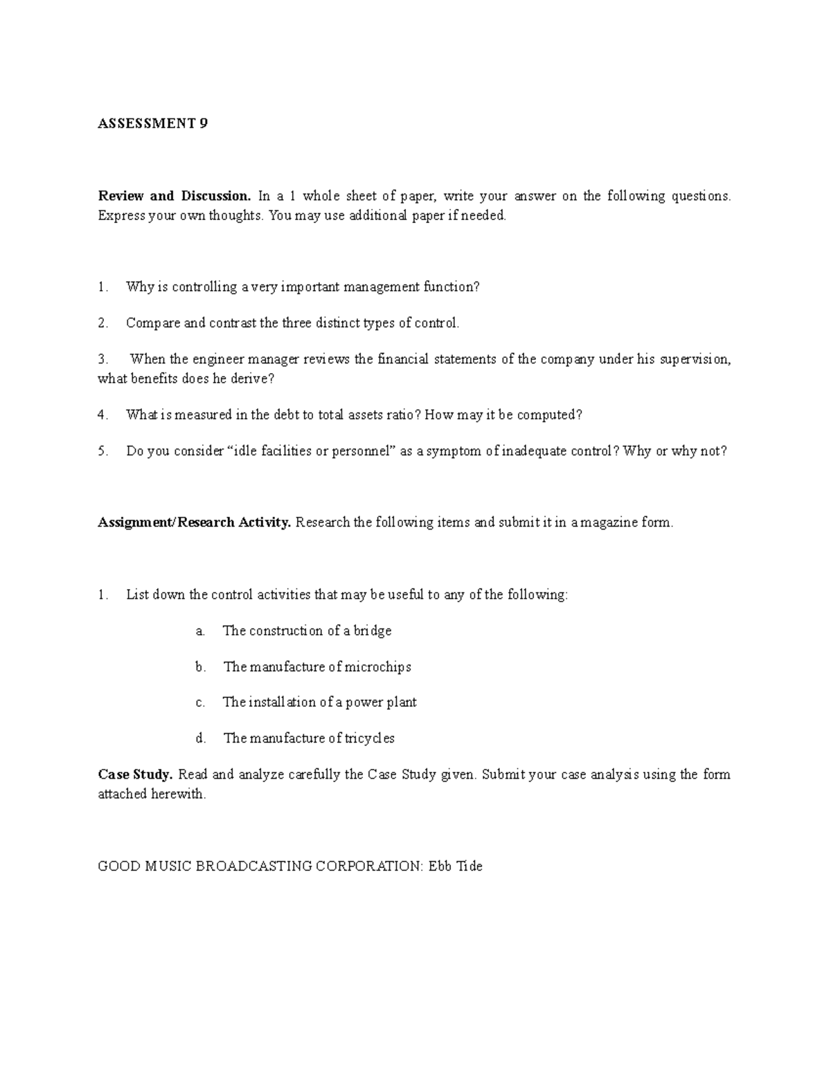 GEE1 Butron, Rheymark R. Laboratory 2 - ASSESSMENT 9 Review and ...
