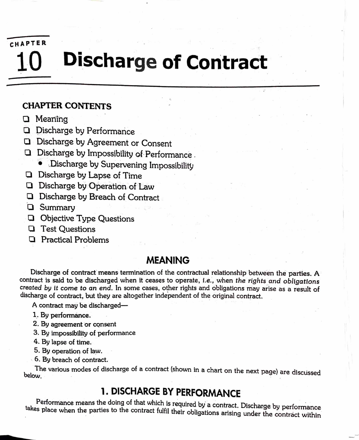 discharge of contract assignment