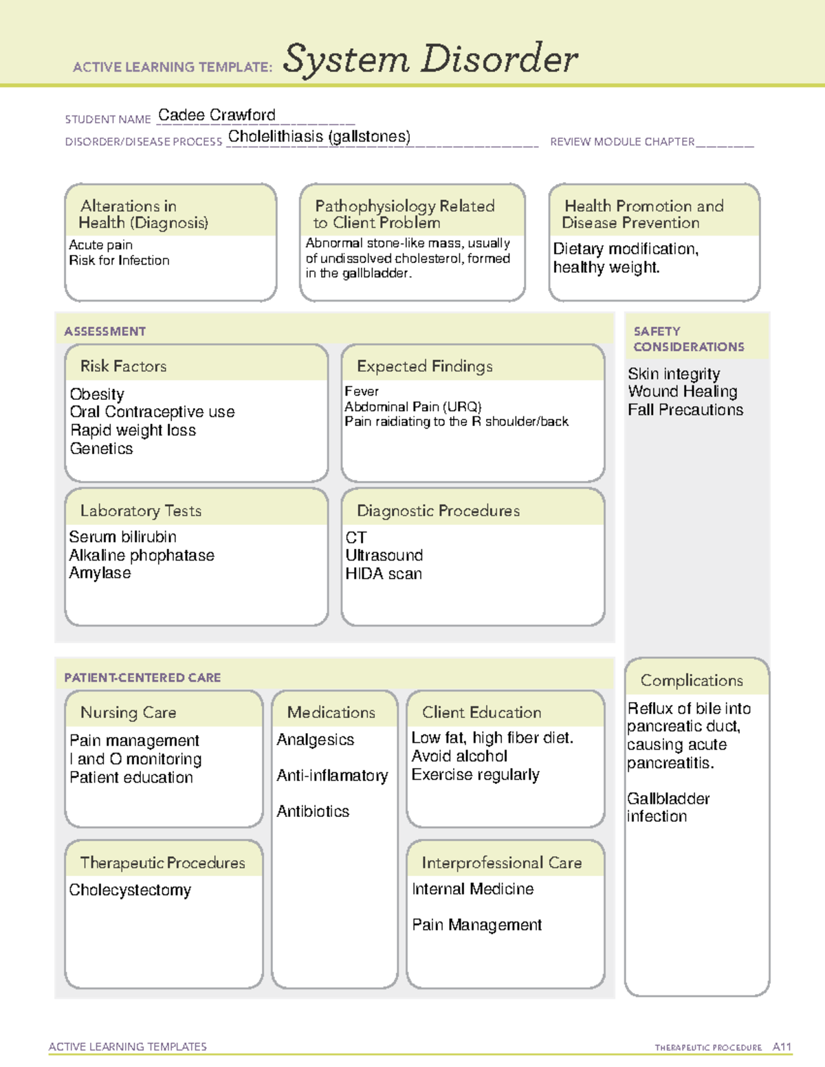 Cholelithiasis 103 - ATI template - ACTIVE LEARNING TEMPLATES ...