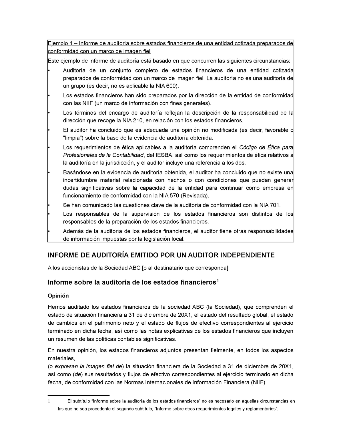 Informes Nia 700 700 Ejemplo 1 – Informe De Auditoría Sobre Estados