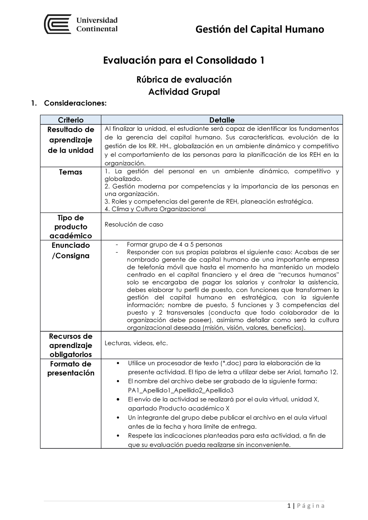 Consolidado 1 Semana 7 Rúbrica - Gestión Del Capital Humano Evaluación ...