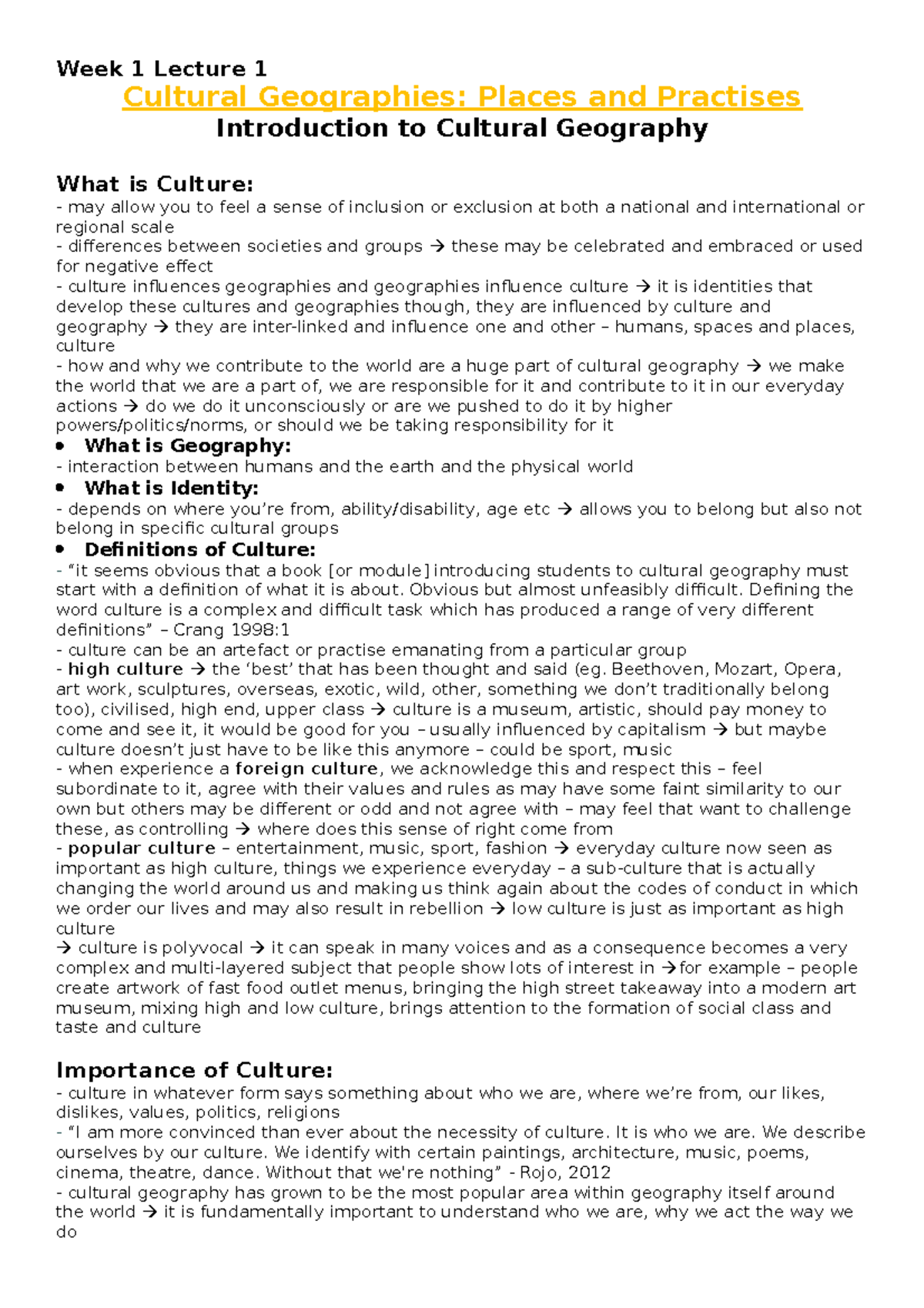 Week 1 Lecture 1 Introduction To Cultural Geography - Week 1 Lecture 1 ...