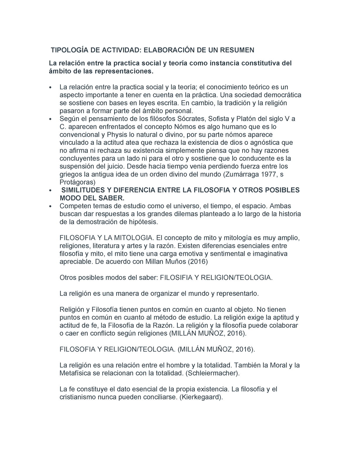 Filosofia I Unidad Aristoteles Tipolog A De Actividad Elaboraci N De Un Resumen La