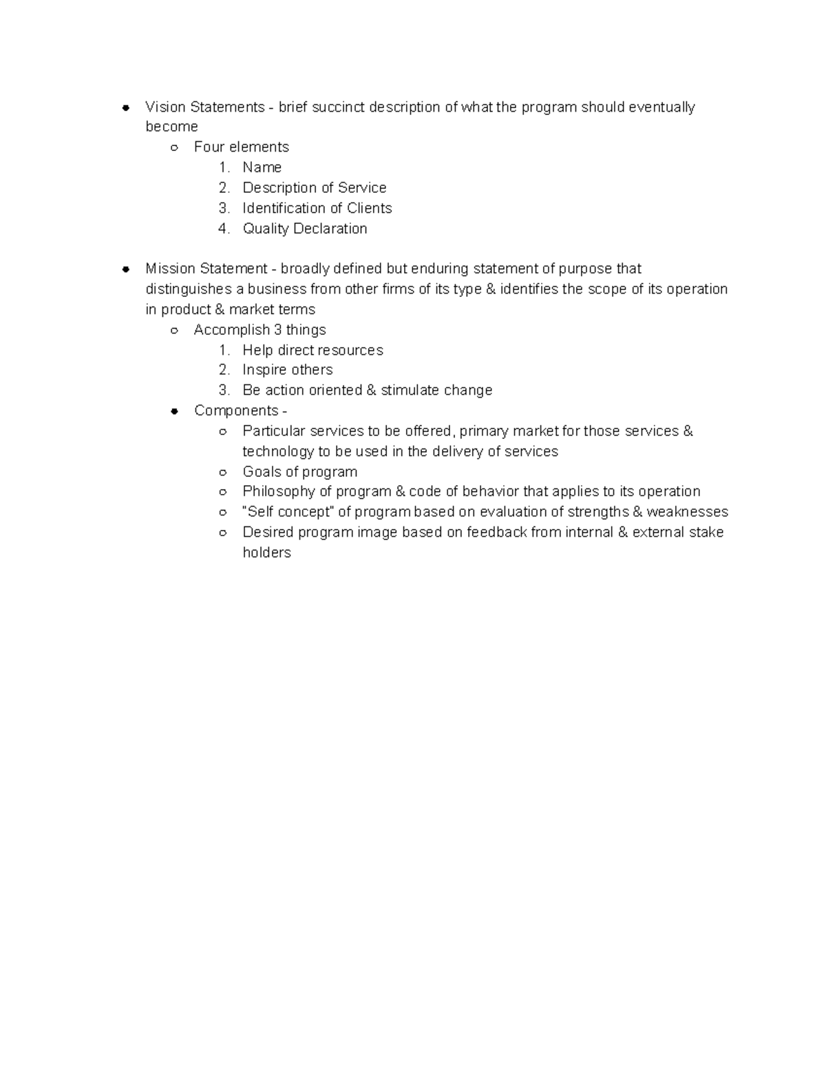 Ch. 3 Program Management - Vision Statements - brief succinct ...