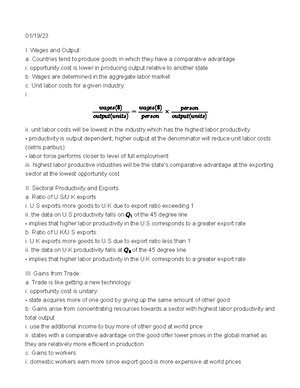 ECON 255 Trade Patterns - 01/17/ QUIZ 1 on 01/26/ mix of MCQ and true ...