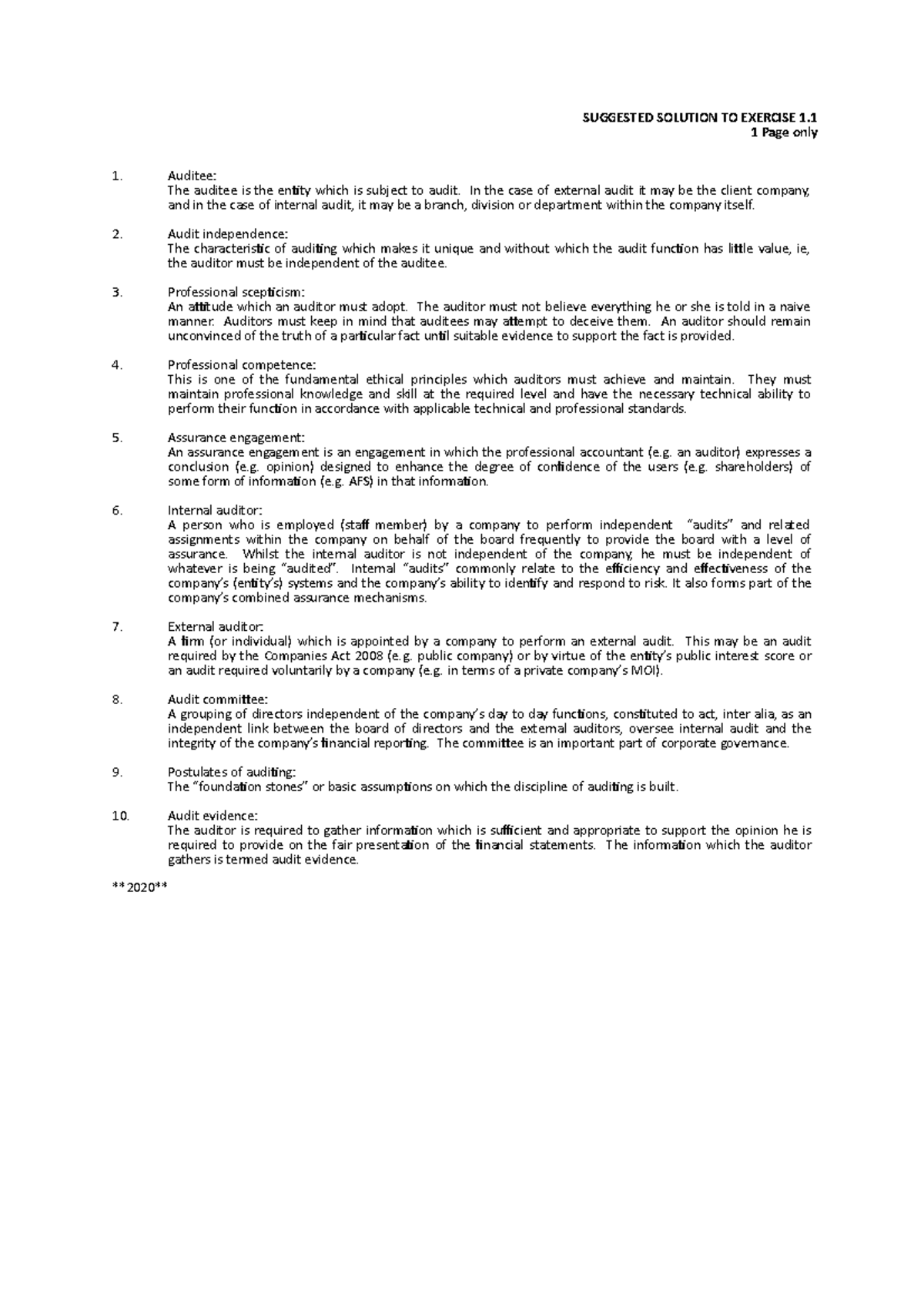 A0101 - Lecture Notes - SUGGESTED SOLUTION TO EXERCISE 1. 1 Page only ...