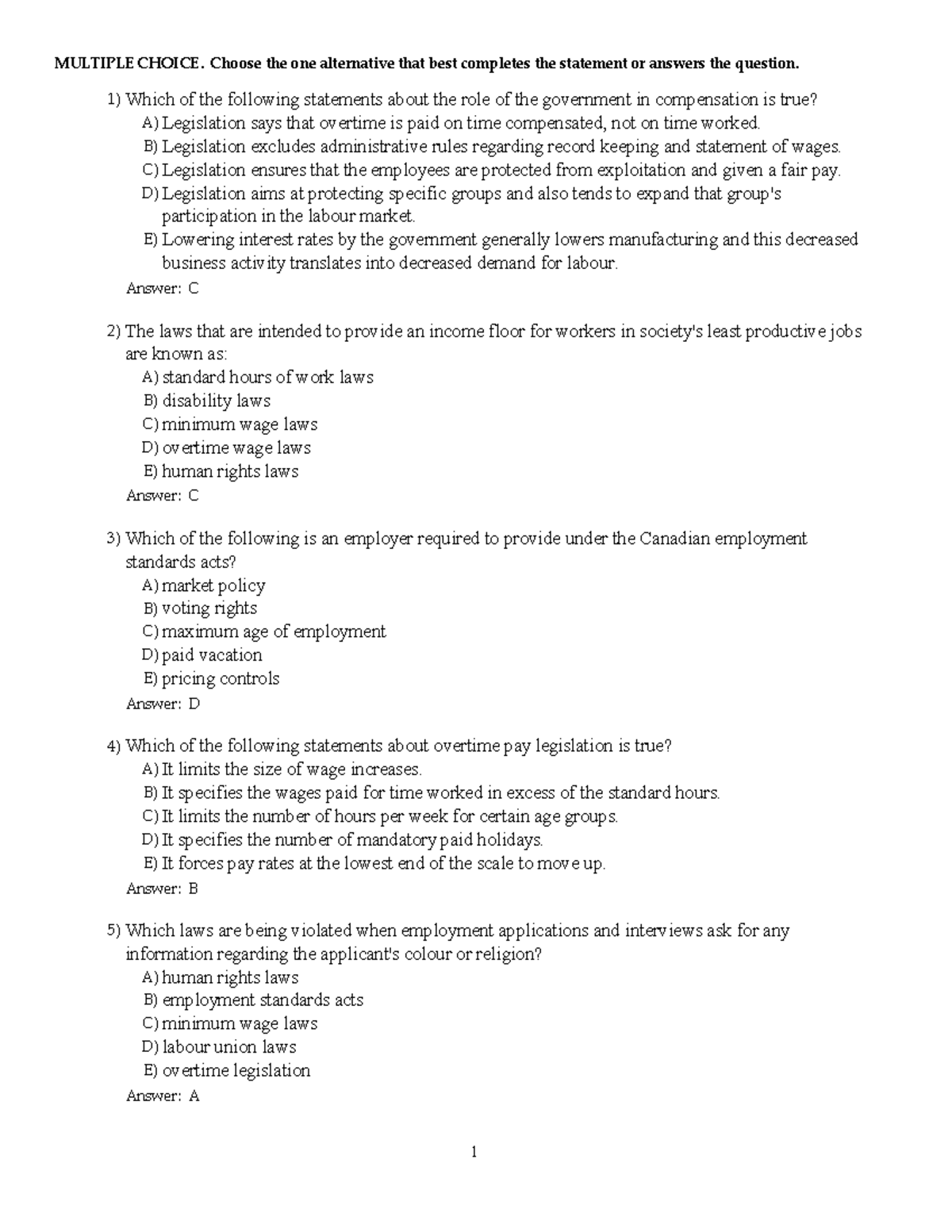 Exam 2018, questions and answers - MULTIPLE CHOICE. Choose the one ...