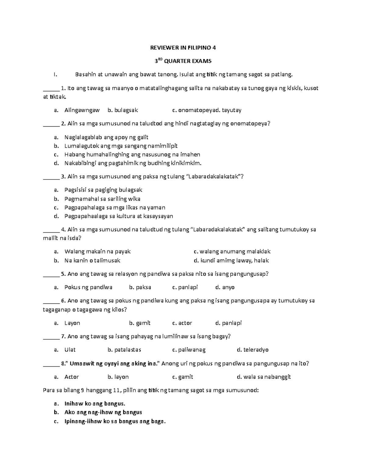Reviewer in Filipino 4 which is Helpful for Everyone - REVIEWER IN ...