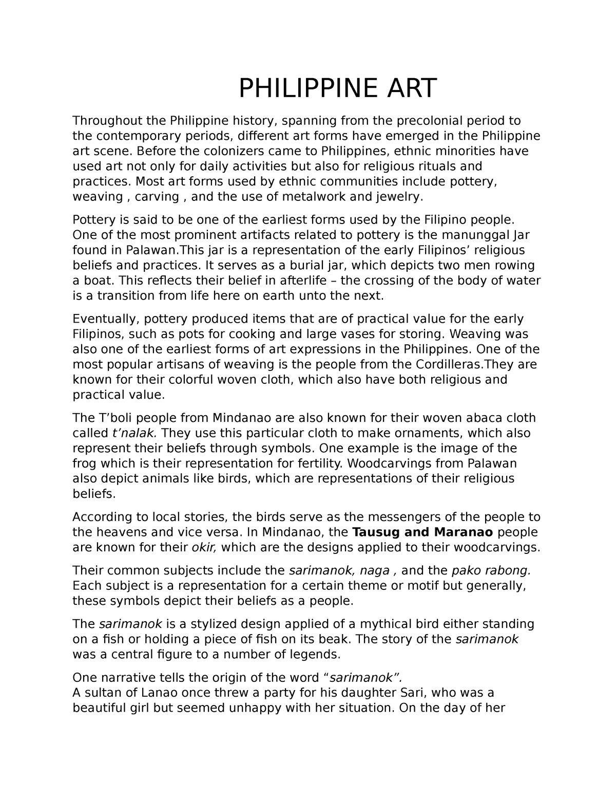 essay about philippine art history