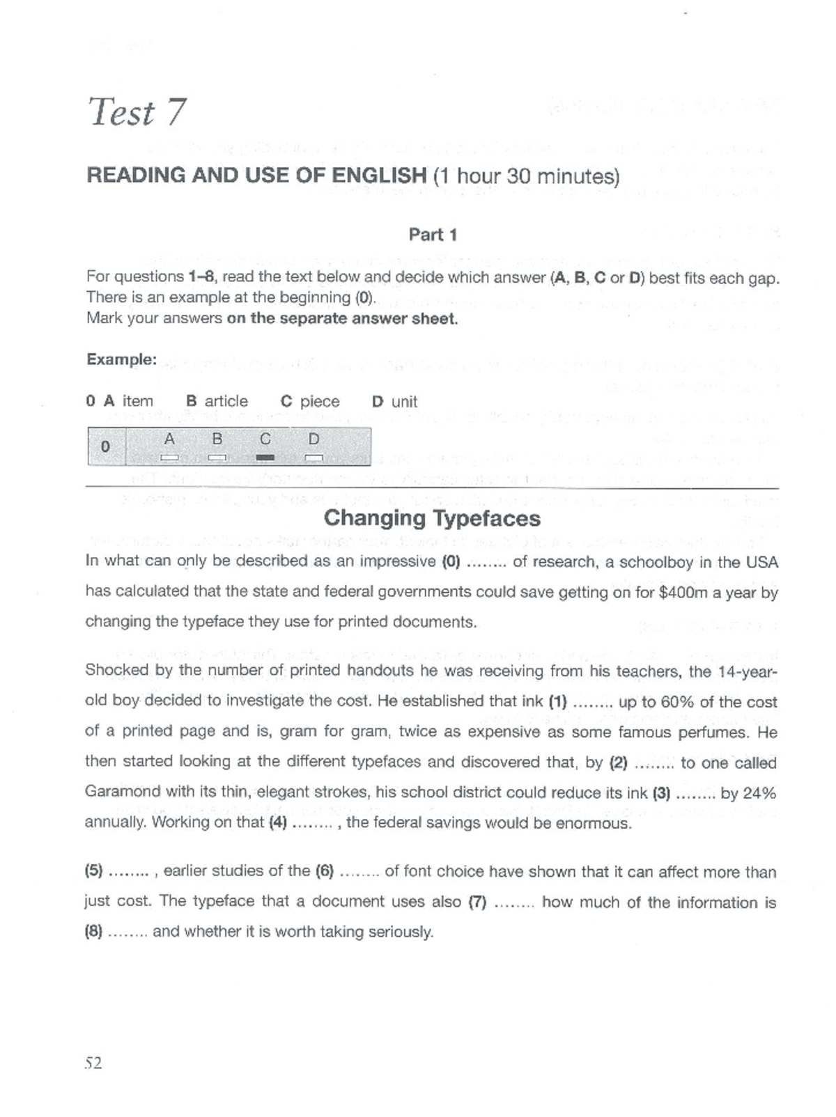 CAE2 Test 7 Reading + Use of English Test 7 READING AND USE OF