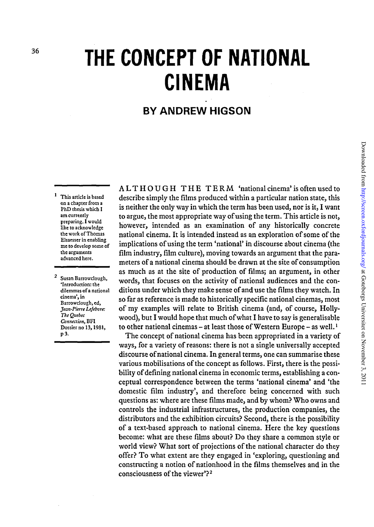 national cinema research paper