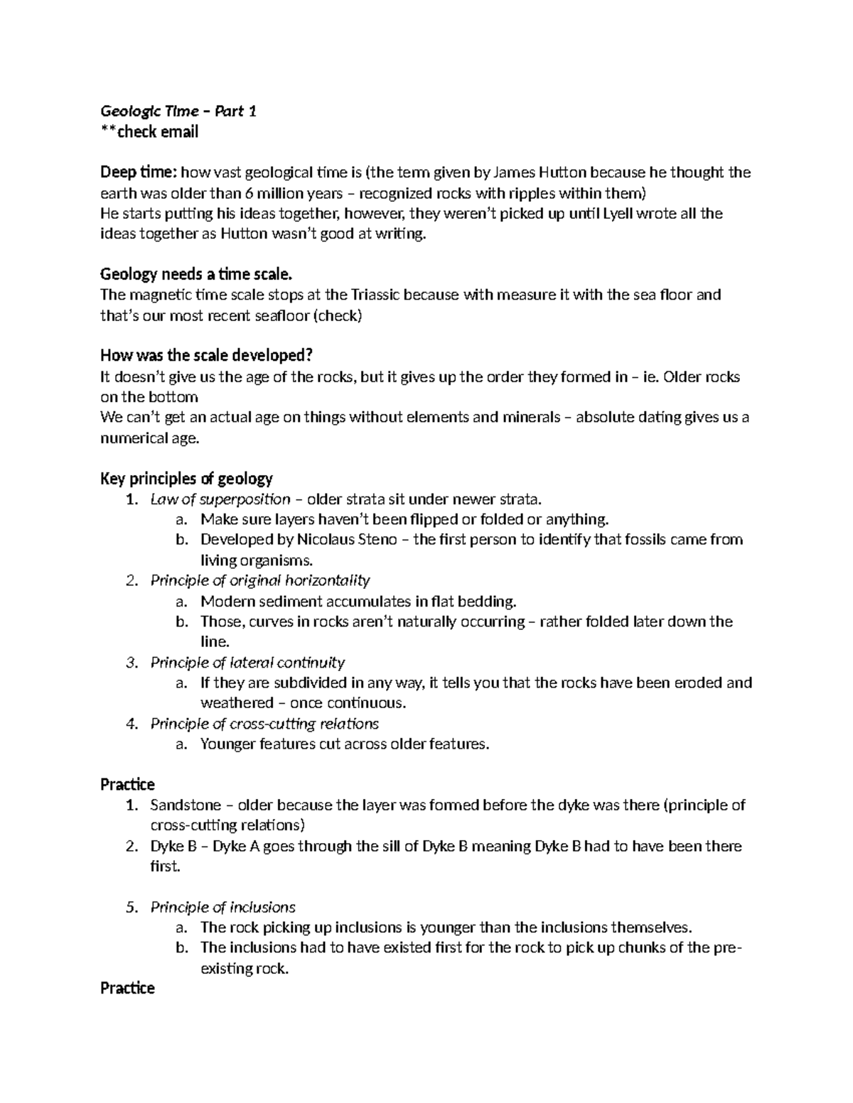 Geology Notes - Geological Time - Geologic Time – Part 1 **check email ...