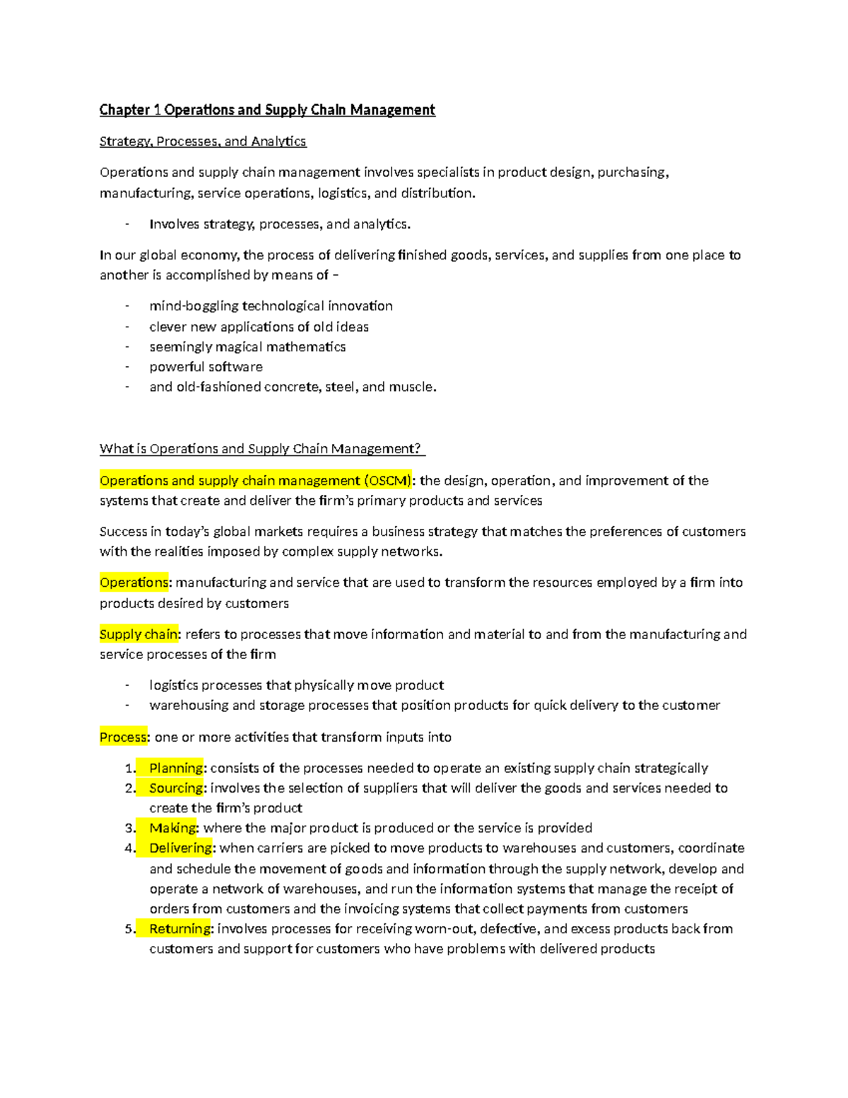 Chapter 1 Operations And Supply Chain Management - Chapter 1 Operations ...