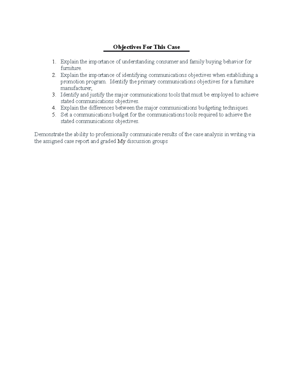 Objectives For This Case - Objectives For This Case Explain the ...