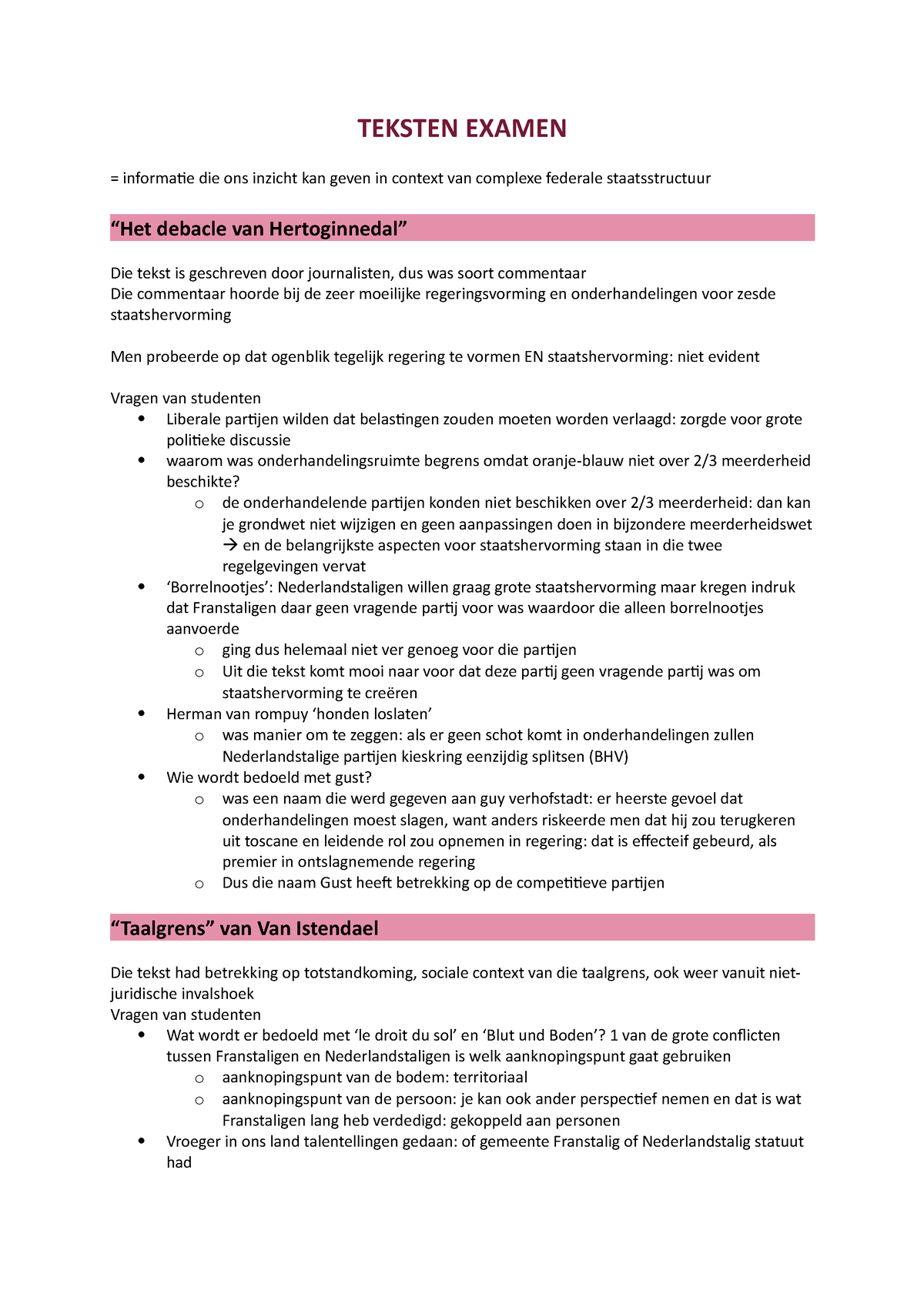 Samenvatting Leesteksten Examen - TEKSTEN EXAMEN = Informatie Die Ons ...