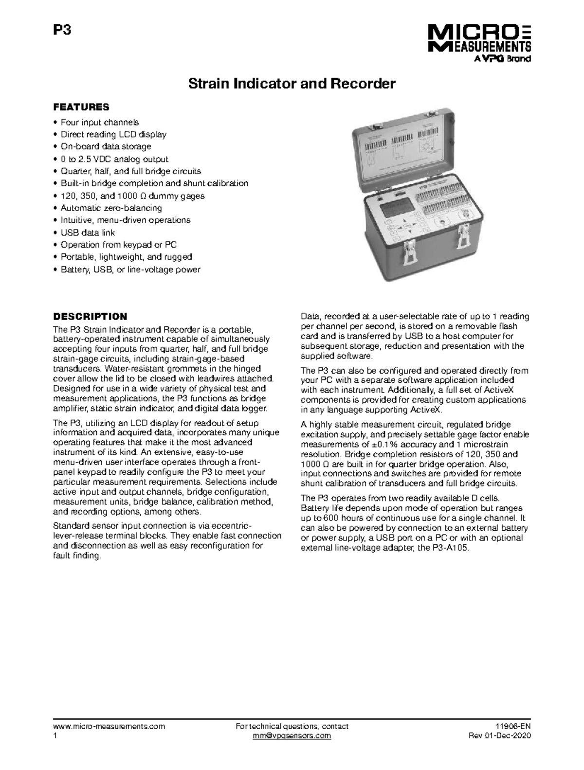 P3 Strain Indicator and Recorder - Water-resistant grommets in the ...