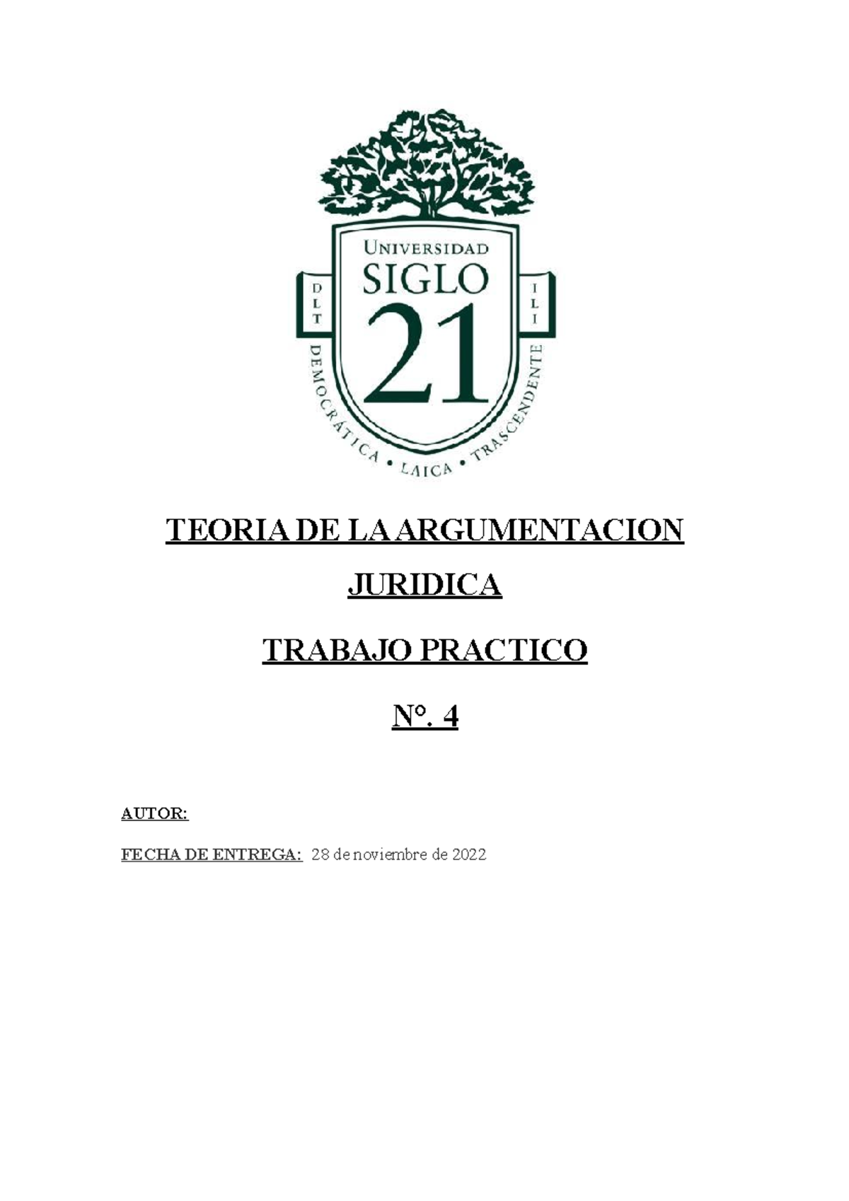 Taj Tp N Listo Aprobado Teoria De La Argumentacion Juridica Trabajo Practico N Autor