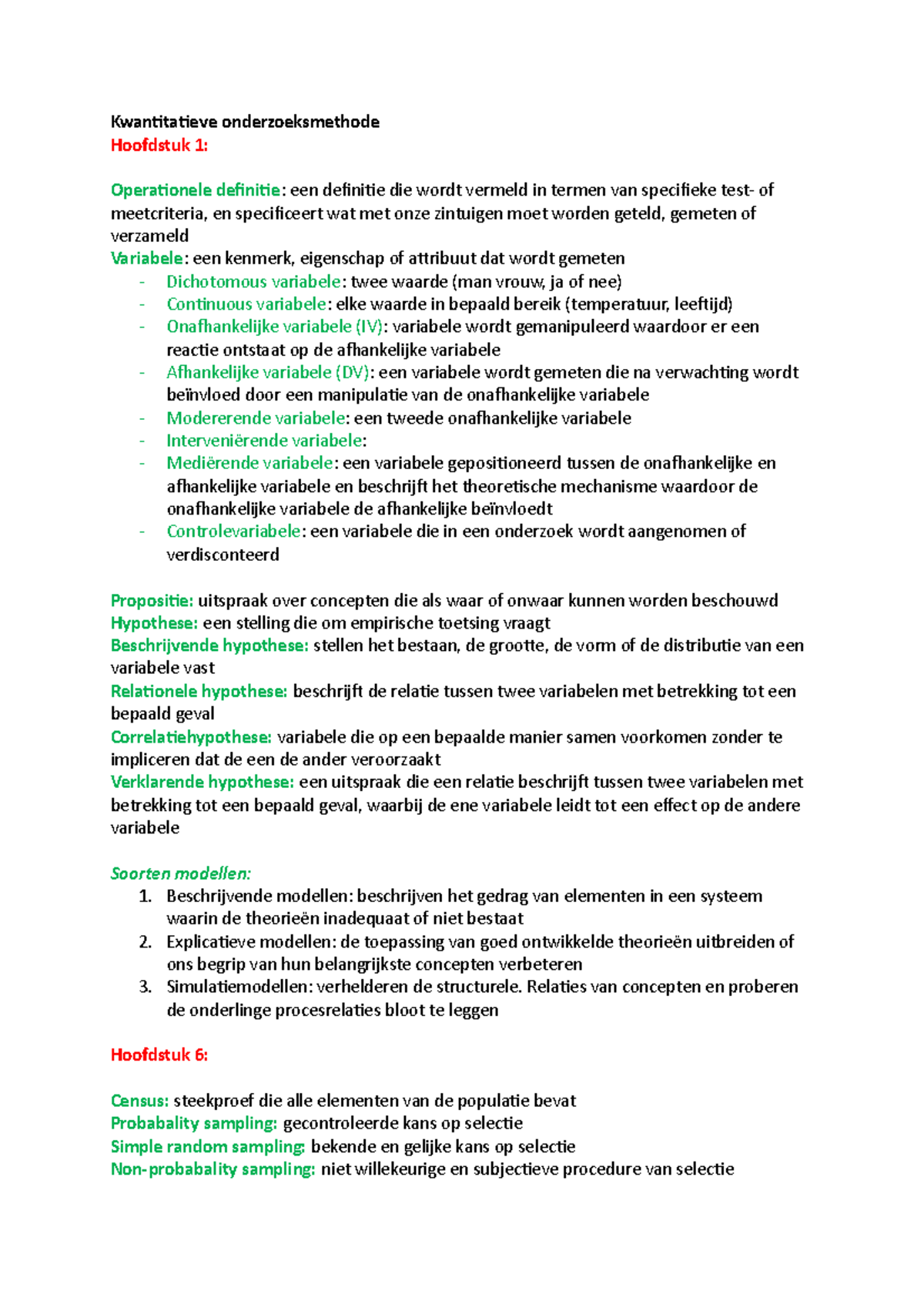 Kwantitatieve Onderzoeksmethode Samenvatting - Kwantitatieve ...