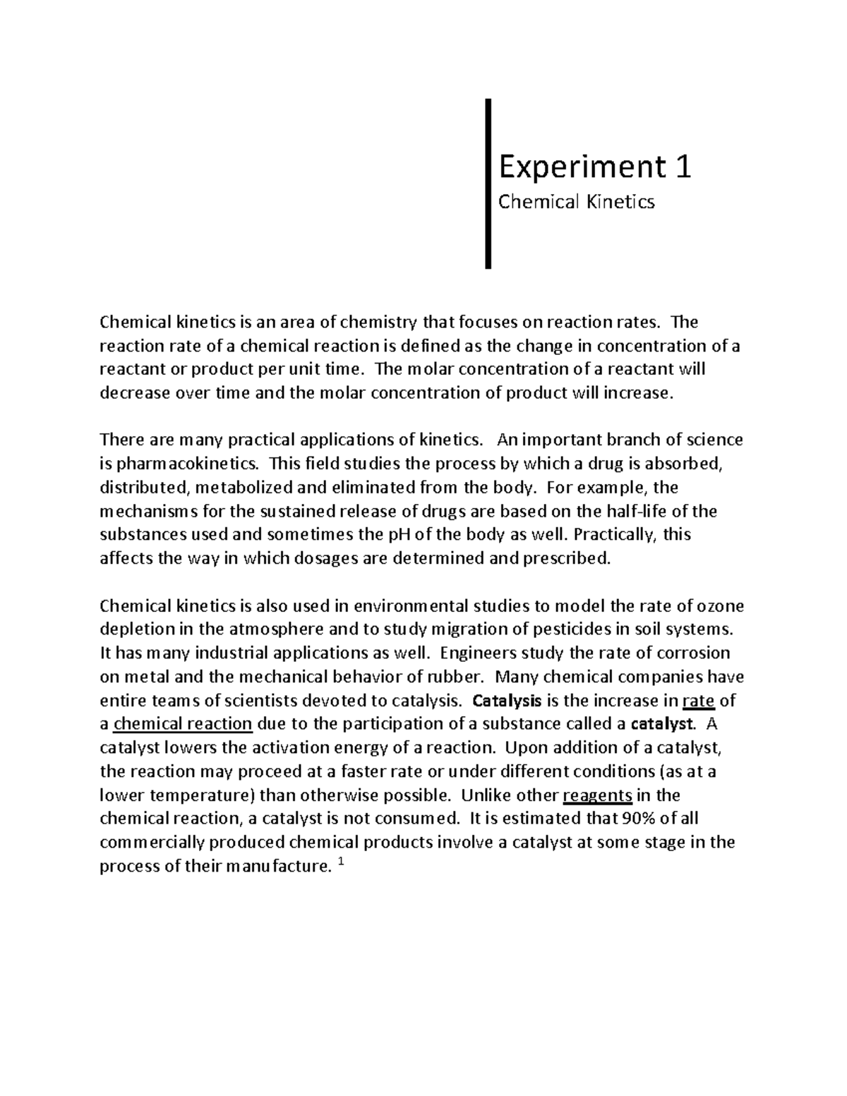 experiment 1 chemical kinetics