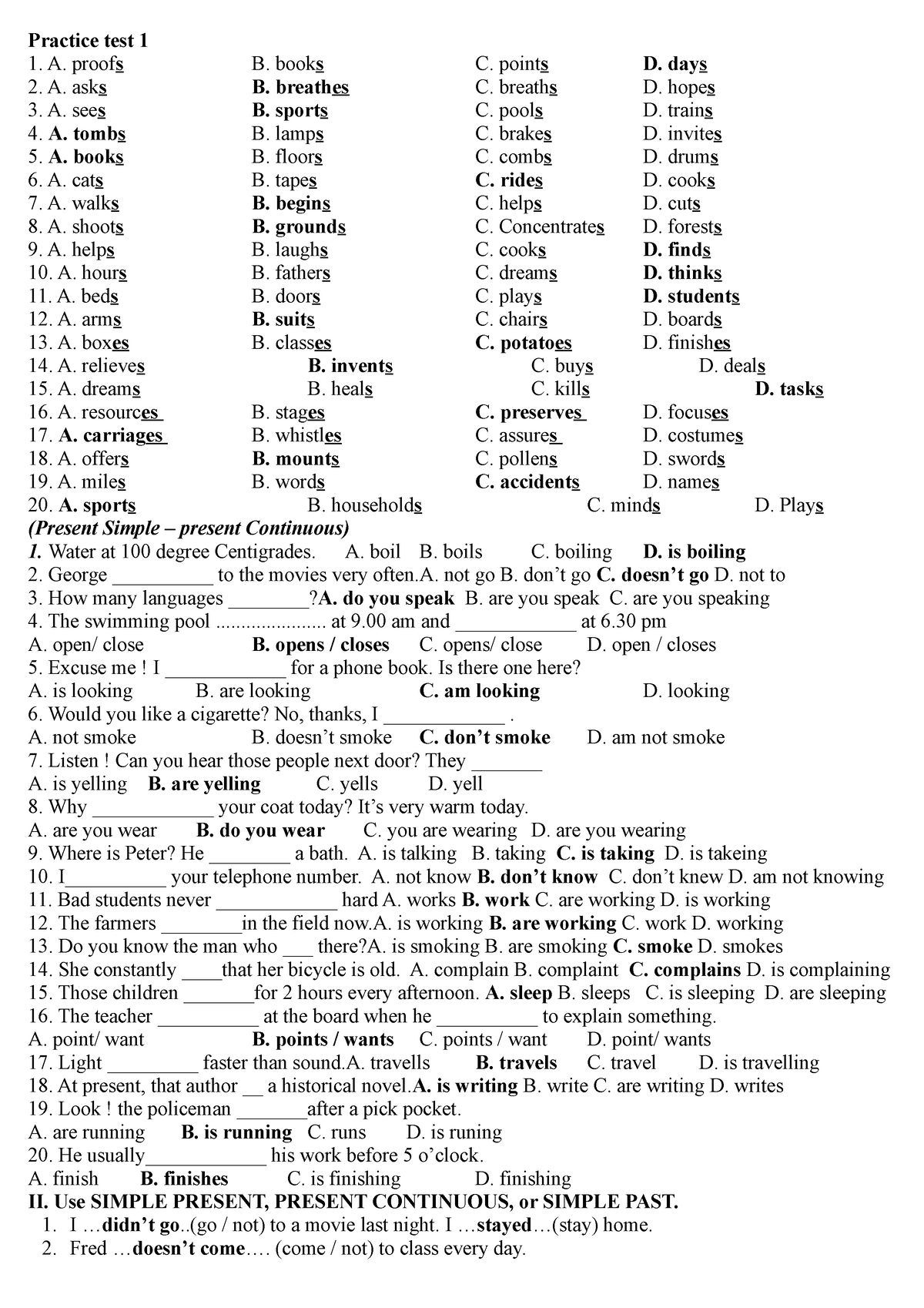 Practice Test 1 - Tense - Hahsoom - Practice Test 1 A. Proofs B. Books ...