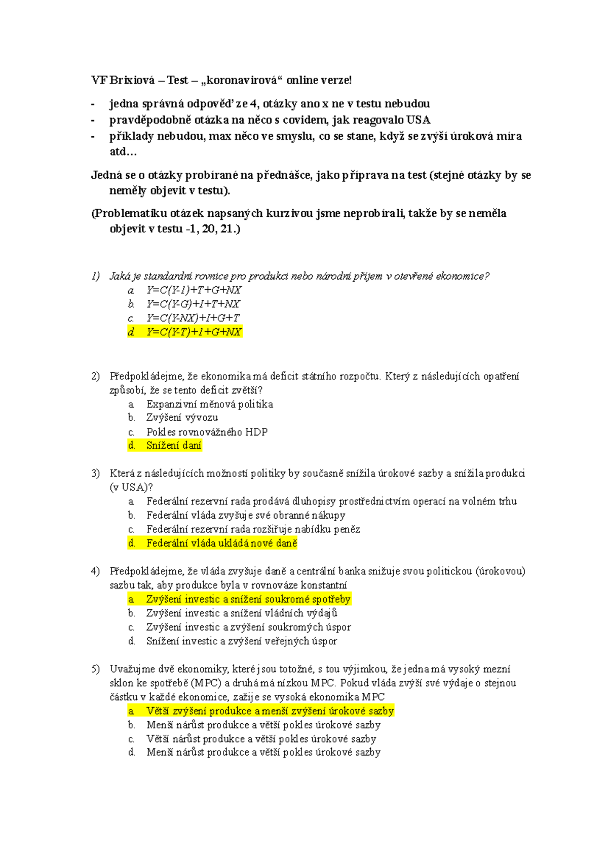 Vf Brixova Priprava Vf Brixiova Test Koronavirova Online Verze Jedna Spravna Odpoved Studocu