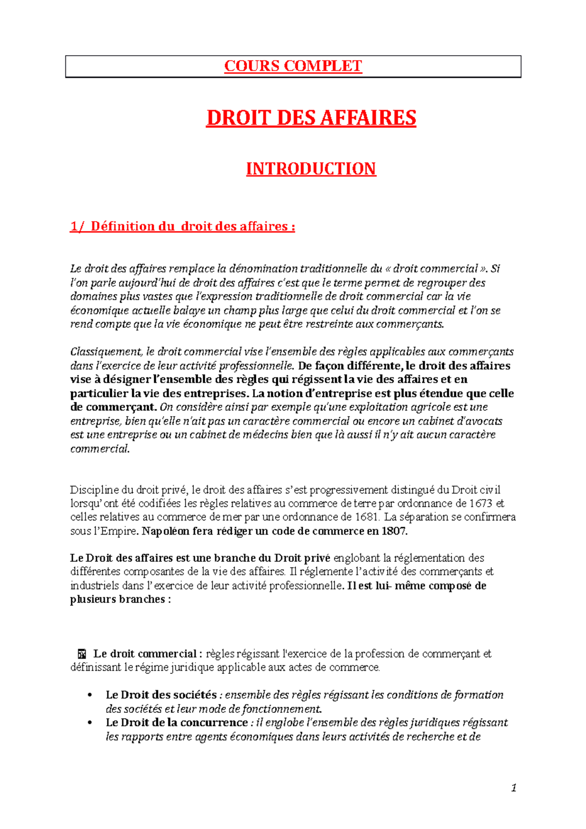 Droit Commercial Semestre 3 - COURS COMPLET DROIT DES AFFAIRES ...