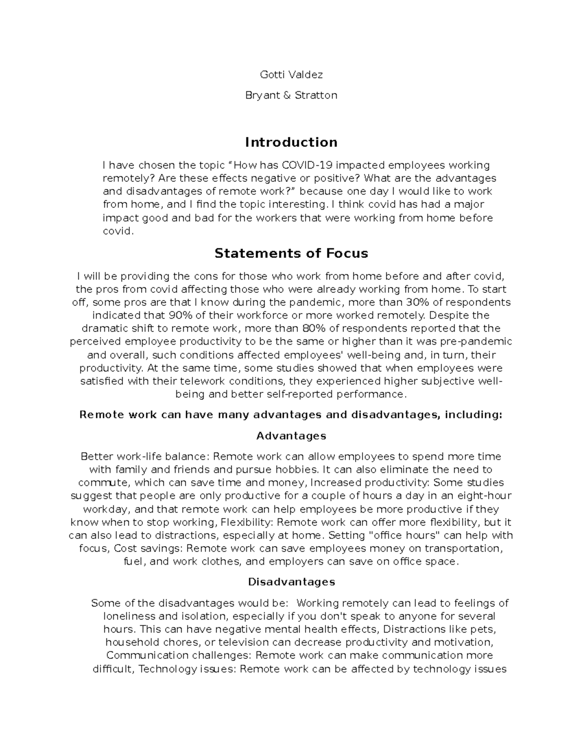 Portfolio project for the writing workplace - Gotti Valdez Bryant ...