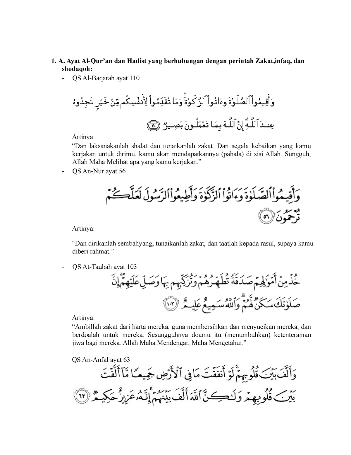 Ayat Al Quran Dan Hadist Yang Berhubungan Dengan Perintah Zakatinfaq Dan Shodaqoh A Ayat 7653