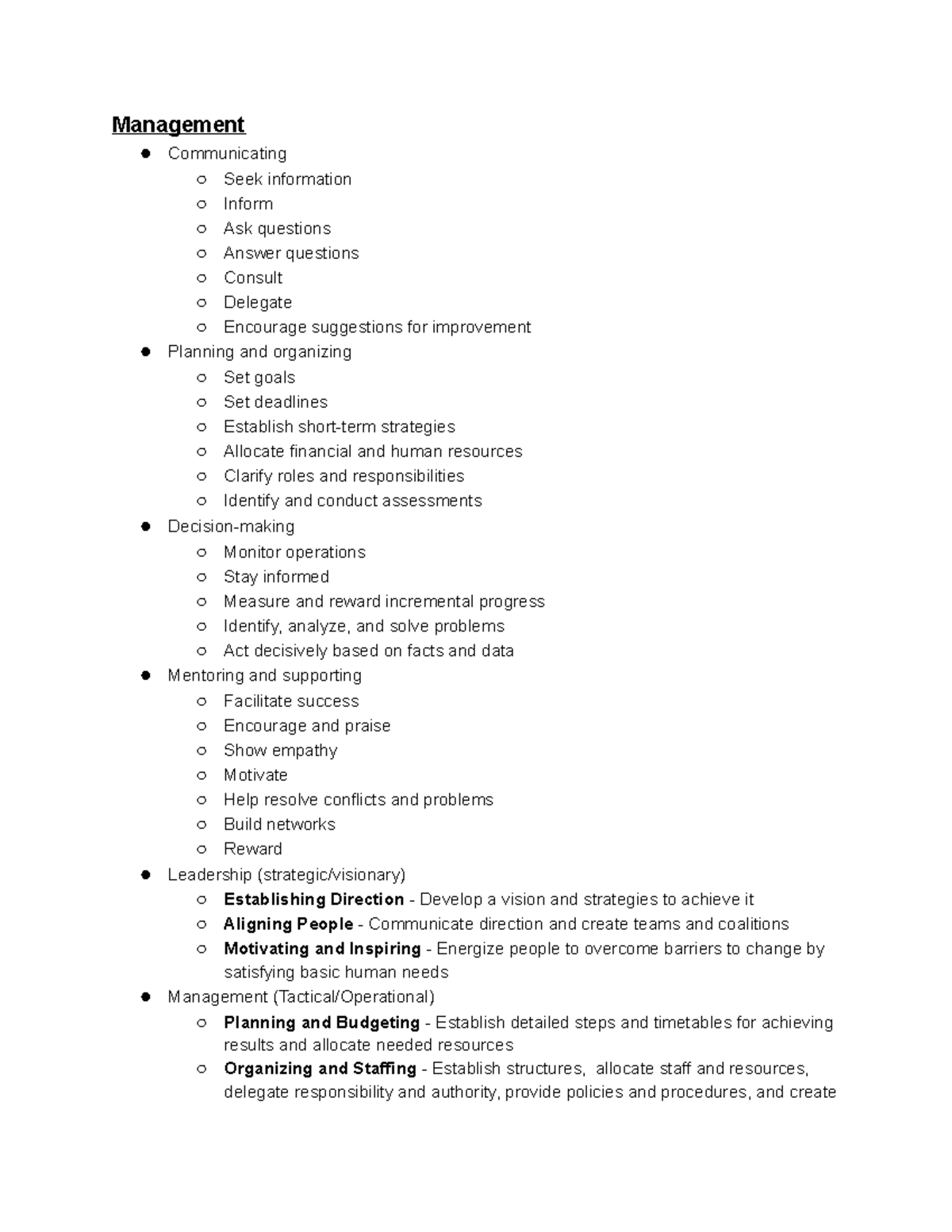 Sports Mangement Management - Management Communicating Seek information ...