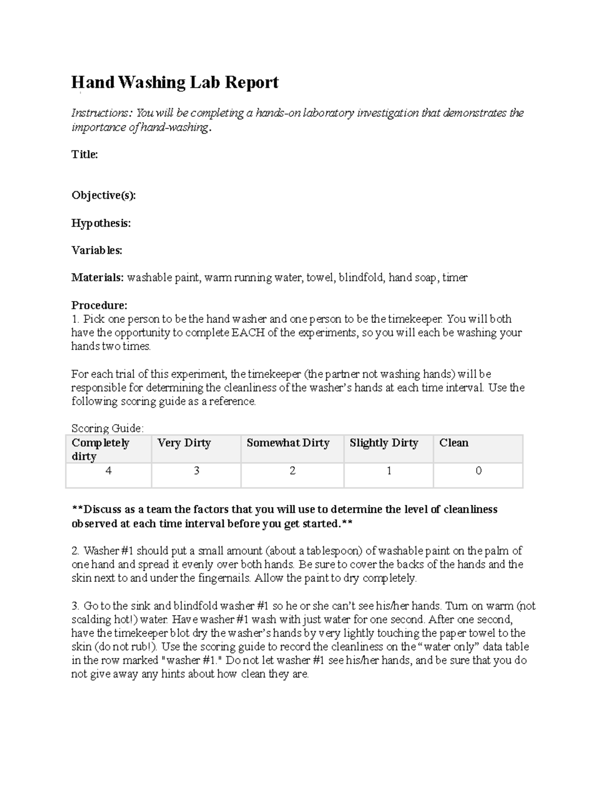 07 06 hand washing lab report template - Hand Washing Lab Report ...