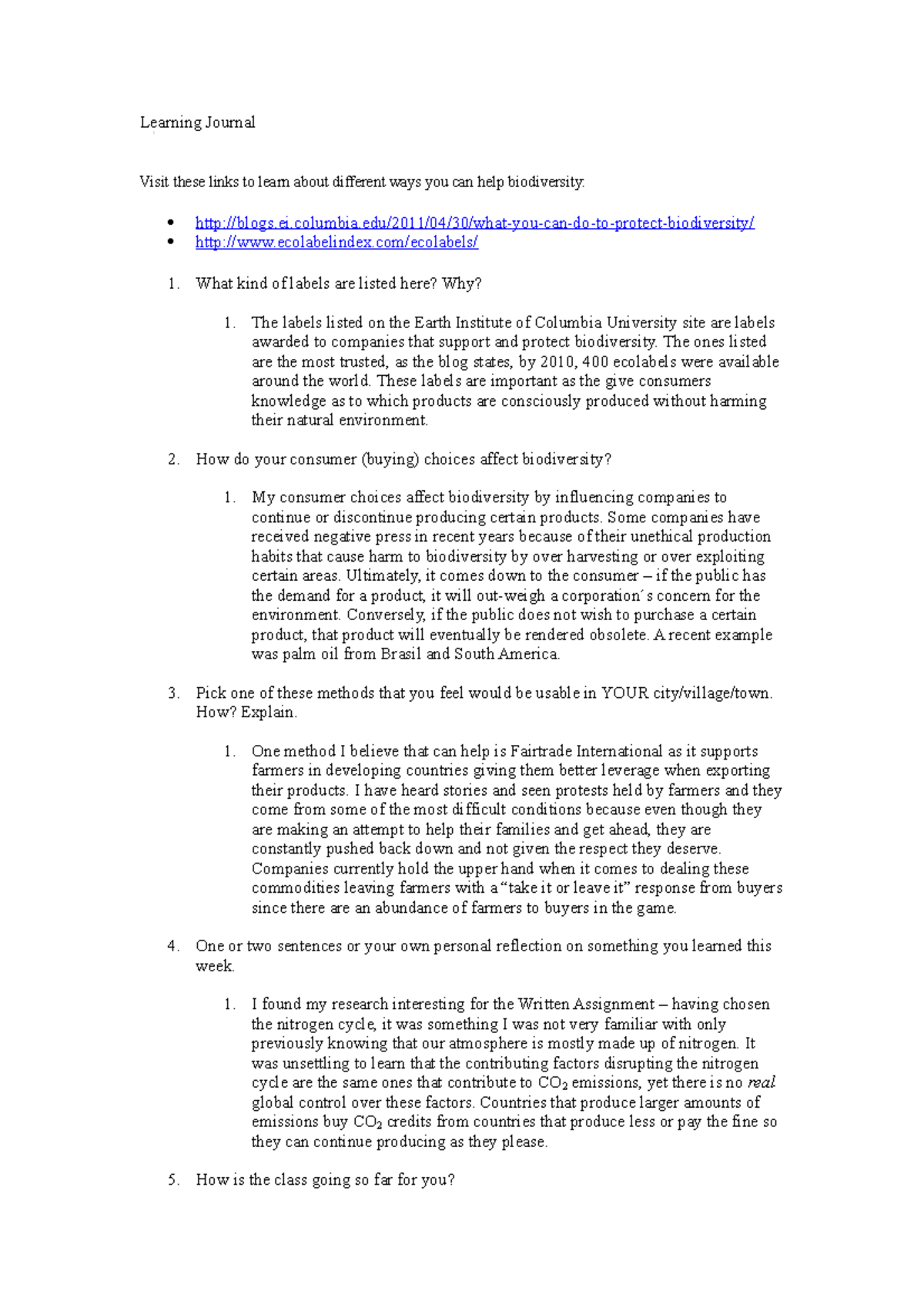 ENVS 1301 - Learning Journal Unit 4 - Learning Journal Visit these ...