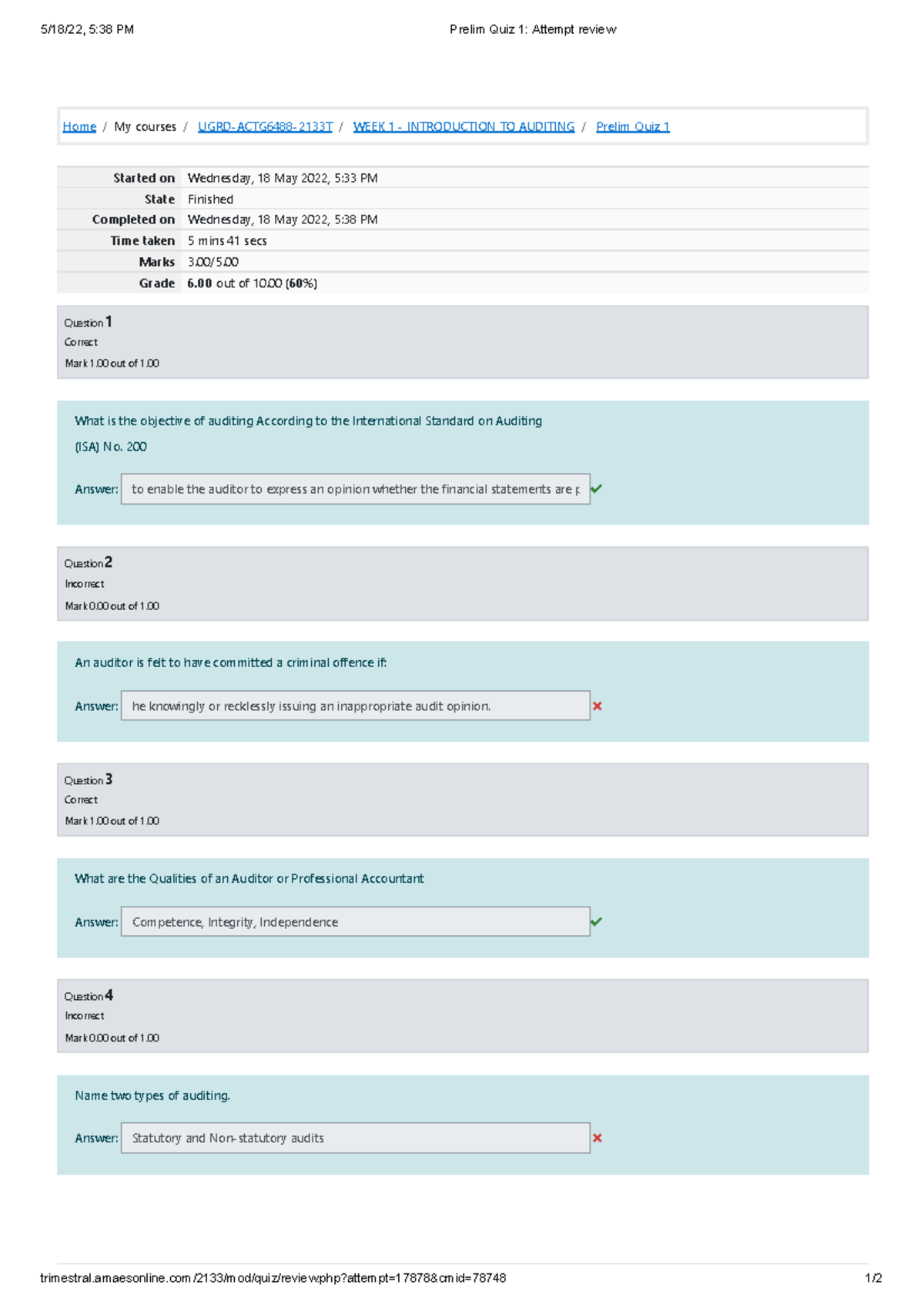 PQ1 A3 ACTG6488 - PQ1 Attempt - 5/18/22, 5:38 PM Prelim Quiz 1: Attempt ...