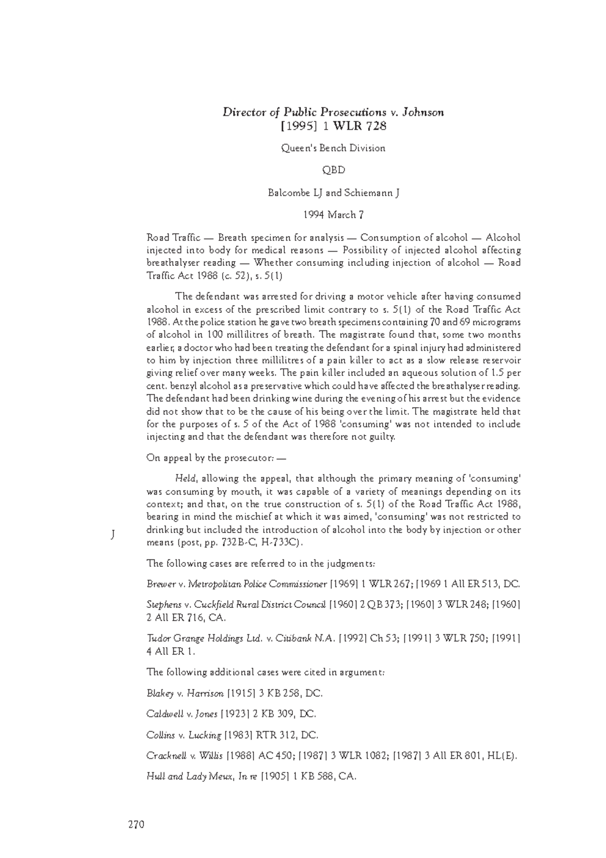 DPP v Johnson READING 6 Director of Public Prosecutions v. Johnson