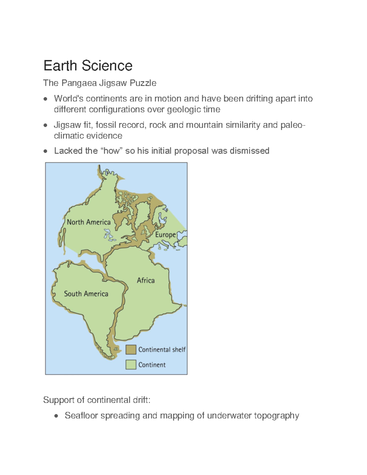 Earth Science 4 Earth Science The Pangaea Jigsaw Puzzle • World's